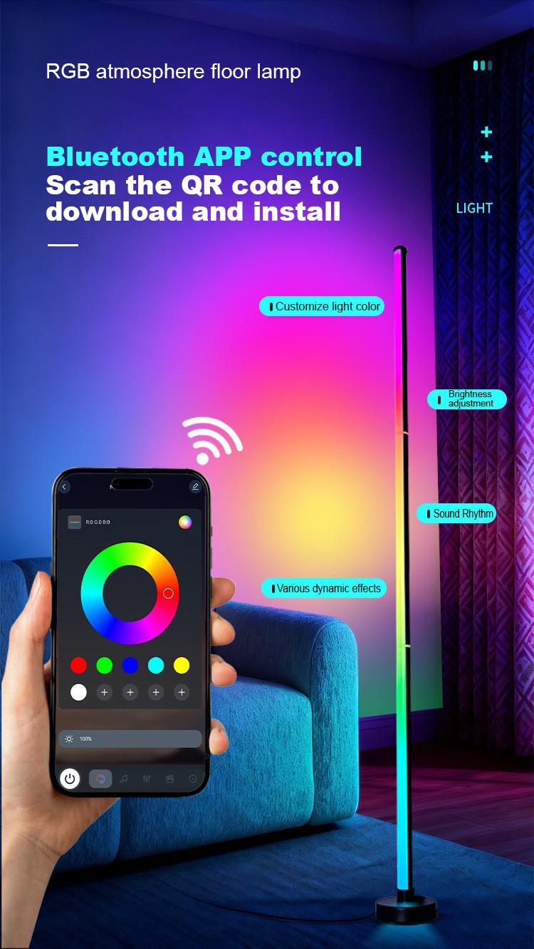 RGBIC Floor Lamp Basic, LED Corner Lamp Works with Alexa, 1000 Lumen Smart Modern Floor Lamp with Music Sync and 16 Million DIY Colors, Color Changing Standing Lamp for Bedroom Living Room Black