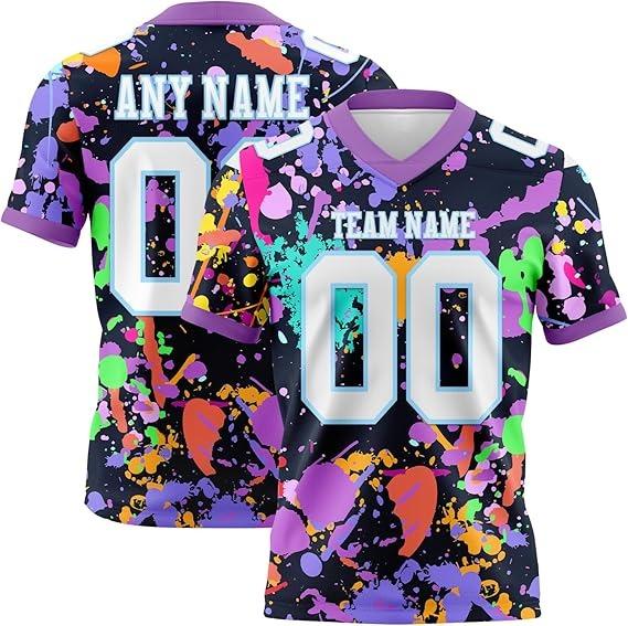 Gradient Style - Purple and Black Custom Football Jerseys for Men Women, Personalized Sports Shirts Team Uniforms Stitched Printed 2026