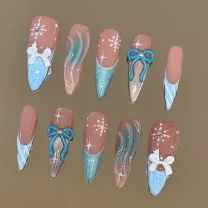 NailVesta MILKY CLOUD – 100% Handcrafted 3D Press-On Nails | Reusable, Long-Lasting, Salon-Quality