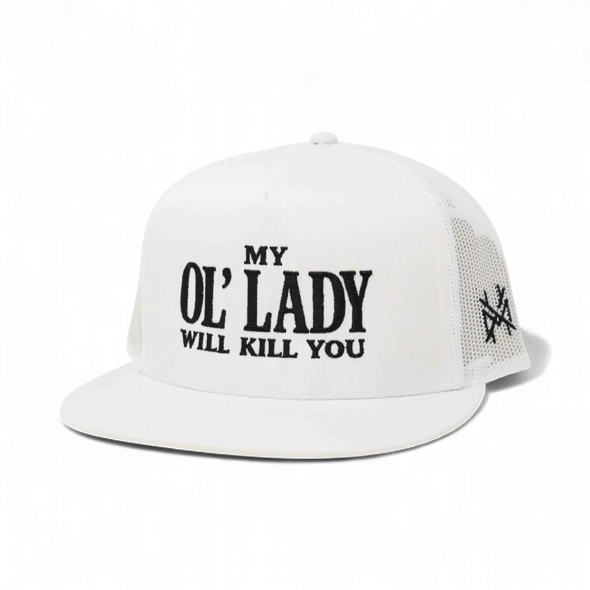 My Ol Lady Will Kill You Embroidered Trucker Hat Bold Graphic ...