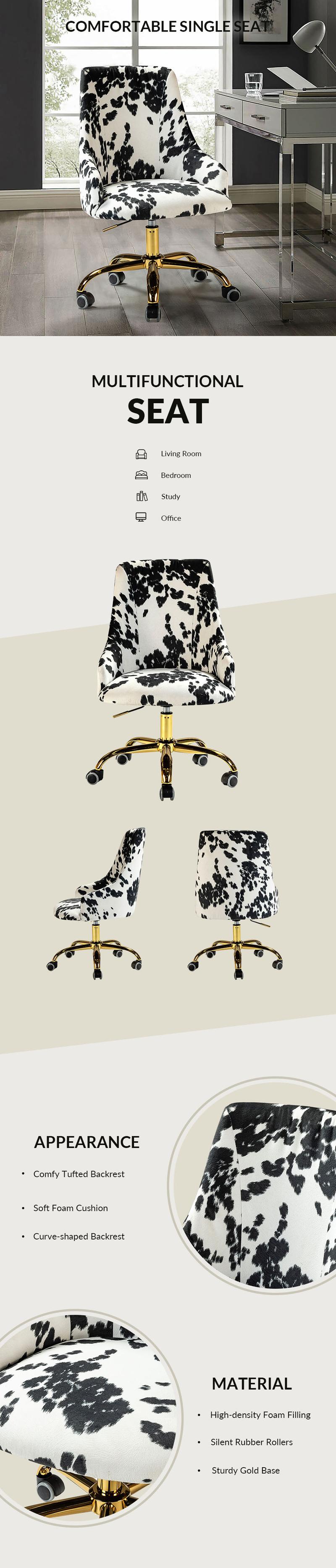 Hulala Brett Fabric Office Chair, ergonomic shape, durable frame, classic design, elegant pattern, Durable metal five-pronged base, height-adjustable, soft filling, bright and colorful finish,all directional wheels