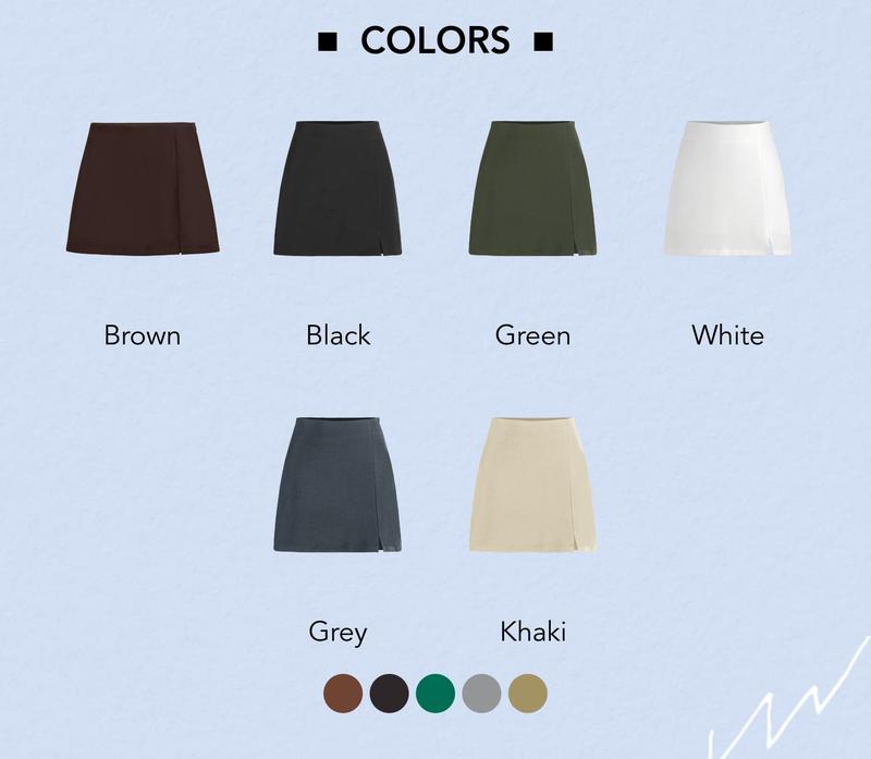 Cider [6 colors, size 0-26] High Waist Zip Up Slit Mini Skirt