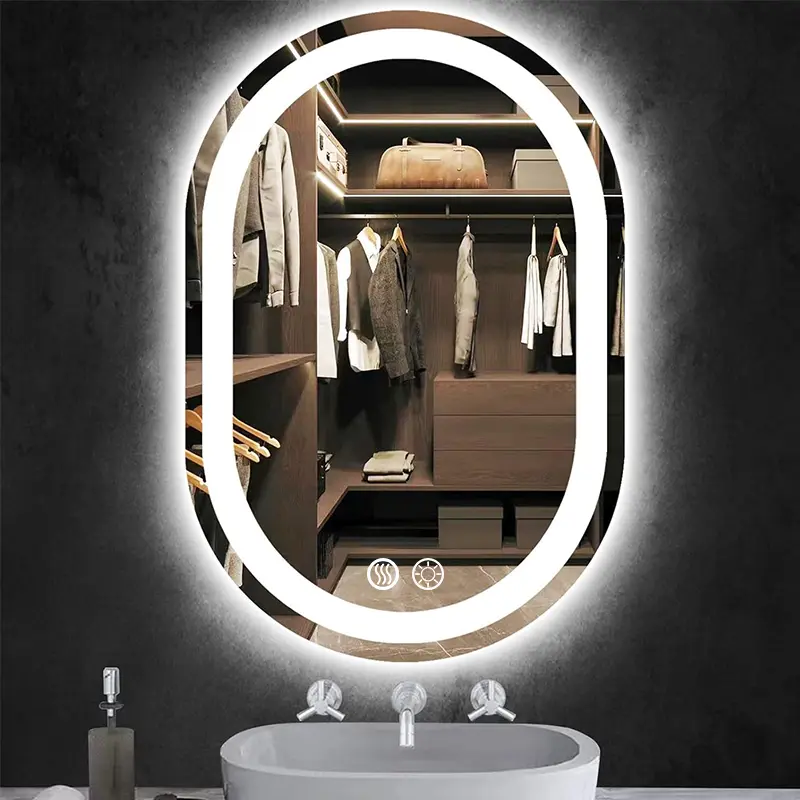 LED Bathroom Mirror With Lights, Anti-Fog, Dimmable Shower Mirrors, High Definition Makeup Mirrors, Wall-Mounted Vanity Mirrors, Memory Function, Tempered Glass,Shatter-Proof, US standard plug/Switch , Size 24*16inch, Bathroom Decor And Accessories