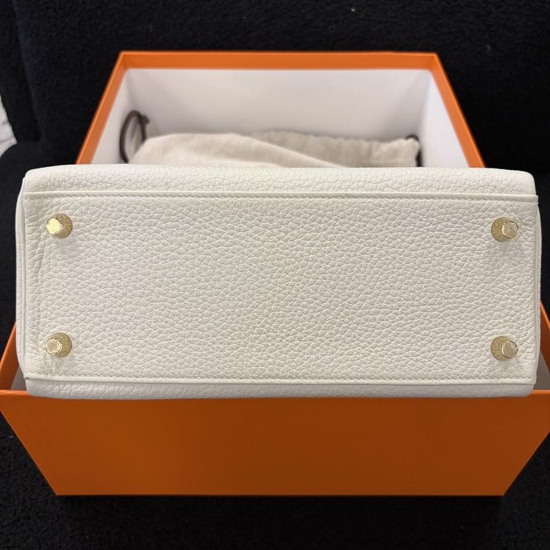 Pre-owned HERMÈS Leather Tote Bags Hermes Kelly 25 Togo mushroom GHW