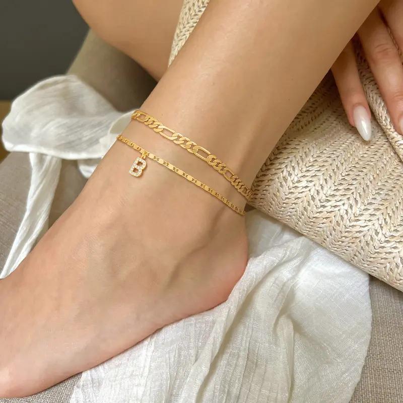 Layered Letter Anklets Brass Initial Pendant Ankle Chain Set Golden Alphabetical Ankle A-Z Birthday Anniversary Gifts for Girls Women Costume Jewelry Accessories Layered Letter Anklets Brass Initial Pendant Ankle Chain Set Golden Alphabetical Ankle A-Z Birthday Anniversary Gifts for Girls Women Costume Jewelry Accessories