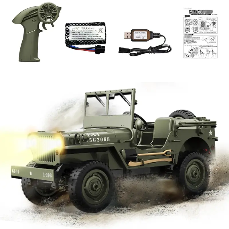 JJRC C8815 1:10 Remote Control Hobby Tactical Command Truck - 4WD RC Car, Linked Steering Control, All-Terrain, LED Headlights, Independent Searchlights, Searchlight Locking System, Kids' Outdoor Toy & Static Collection Item, Remote Control Truck, Rc Cars