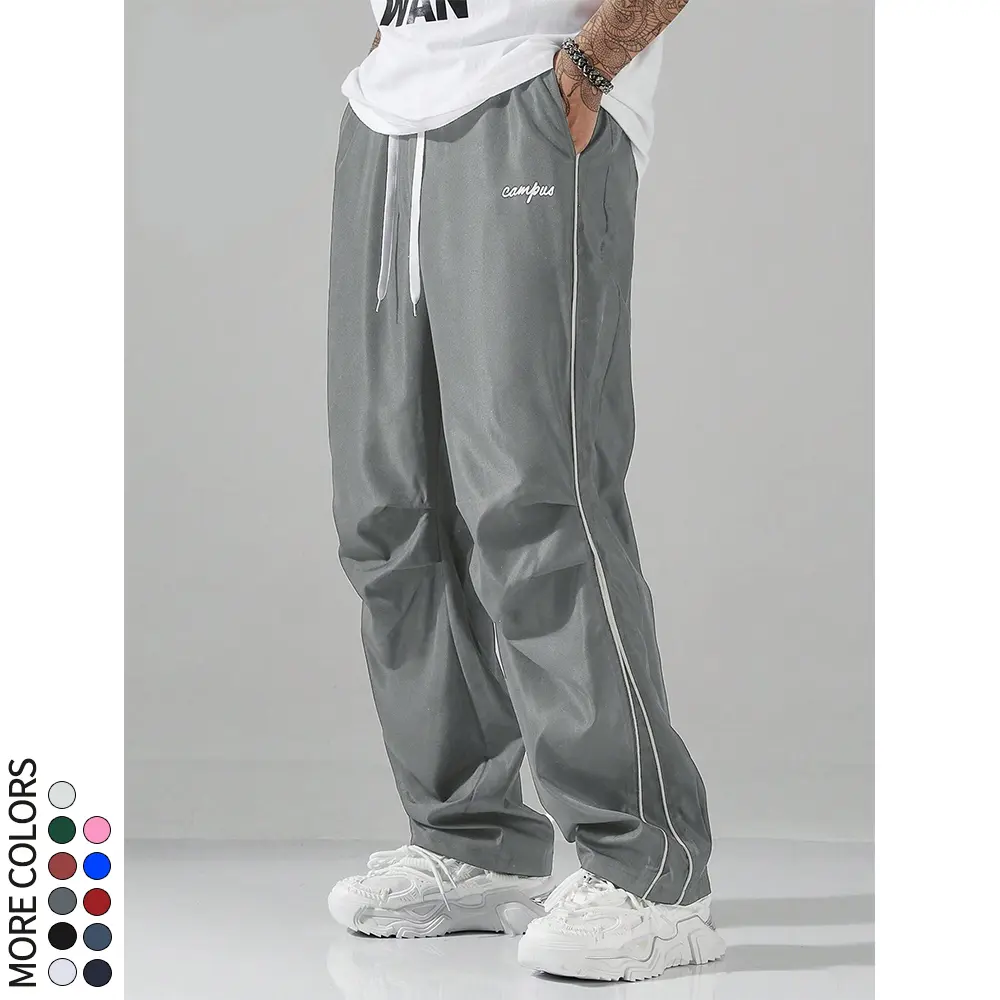 Men’s Streetwear Functional Joggers — Loose Fit, Slimming, Drawstring Waist, Side Contrast Stripes, Versatile Casual Long Pants