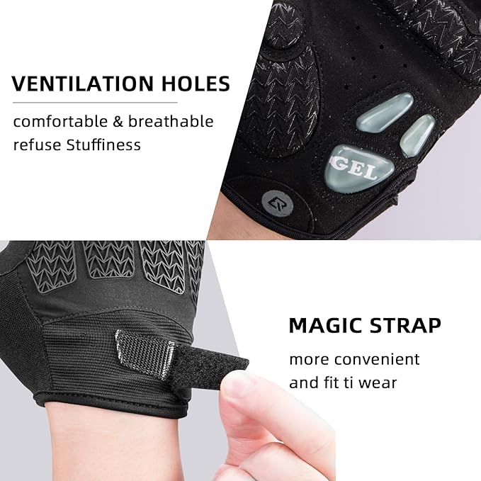 ROCKBROS Road Cycling Gloves for Men Women Commuter Gloves Half Finger Biking Gloves with Gel Padded Shock Absorbing, Breathable Anti Slip Road Bike Gloves for Summer Bicycling Riding