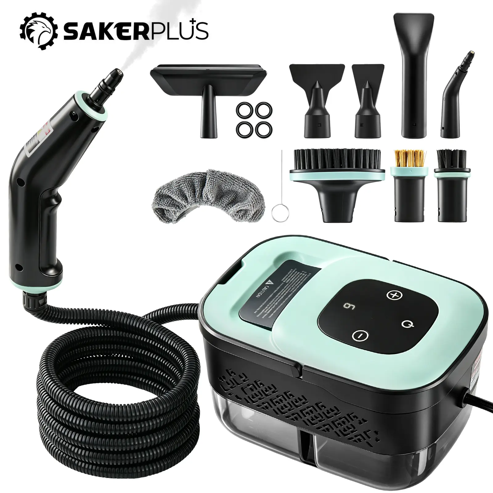 Sakerplus Portable Handheld Steam Cleaner, High Temperature Pressurized Steam Cleaning Machine with Brush Heads for Kitchen Furniture Bathroom Car, 110V