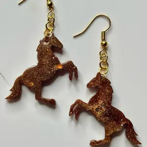 Horse Drop Hook Earrings - UV Resin. Glow-in-the-Dark Options Available
