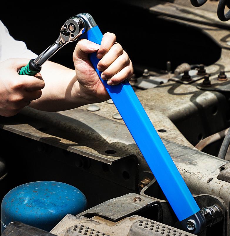 Universal Offset Extension Wrench, 15" Socket Wrench Tool, Upgraded Impact Ready Extension Wrench Set with 4pcs 1/2", 1/4" and 3/8" Square Drive Adapters, Heavy Duty Extensions Wrench for Hard-to-reach Narrow Space