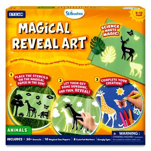 Skillmatics Sun Reveal Art Kit - Mess-Free DIY STEM Craft Kit for Kids, Design with Stencils, Create with Sunlight, Color with Markers, Gifts for Girls & Boys Ages 4 to 12