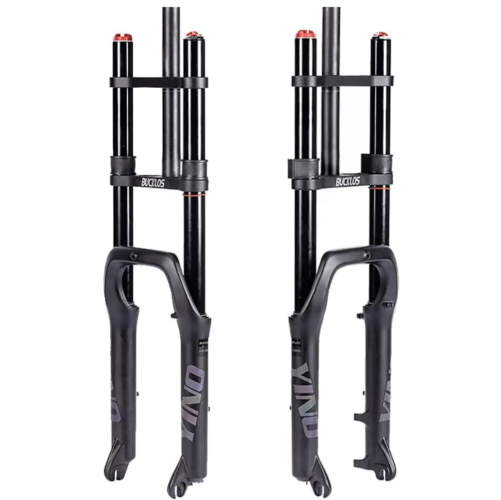 BUCKLOS 20 inch 4.0 Fat Tire E-Bike Air Suspension Fork, 180mm Travel Spacing Hub 135mm Straight Tube MTB Manual Lockout 9mm QR Mountain Bike Double Shoulder Electric Bicycle Front Forks Snow Beach kit
