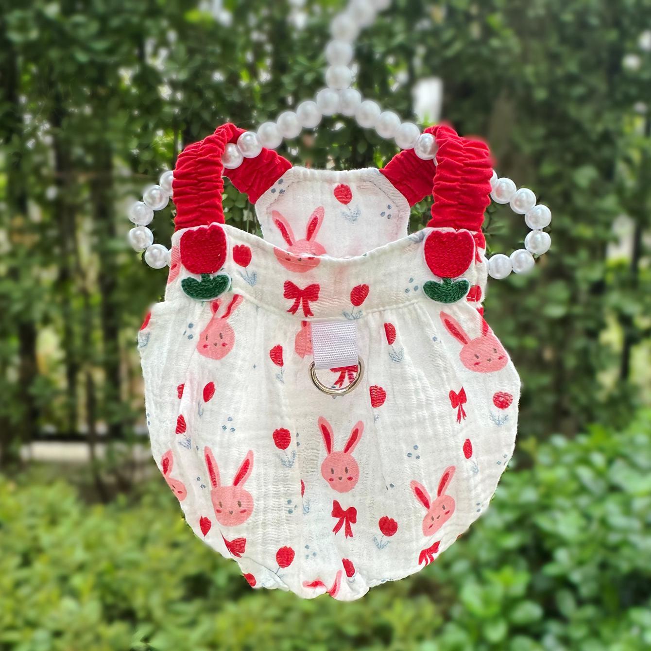 Pet Clothes Dog Cat Backless Bubble Tiered dress Cartoon Cute Summer Short Sleeve Cartoon Summer Breathable With Leash Ring D00056/D00057