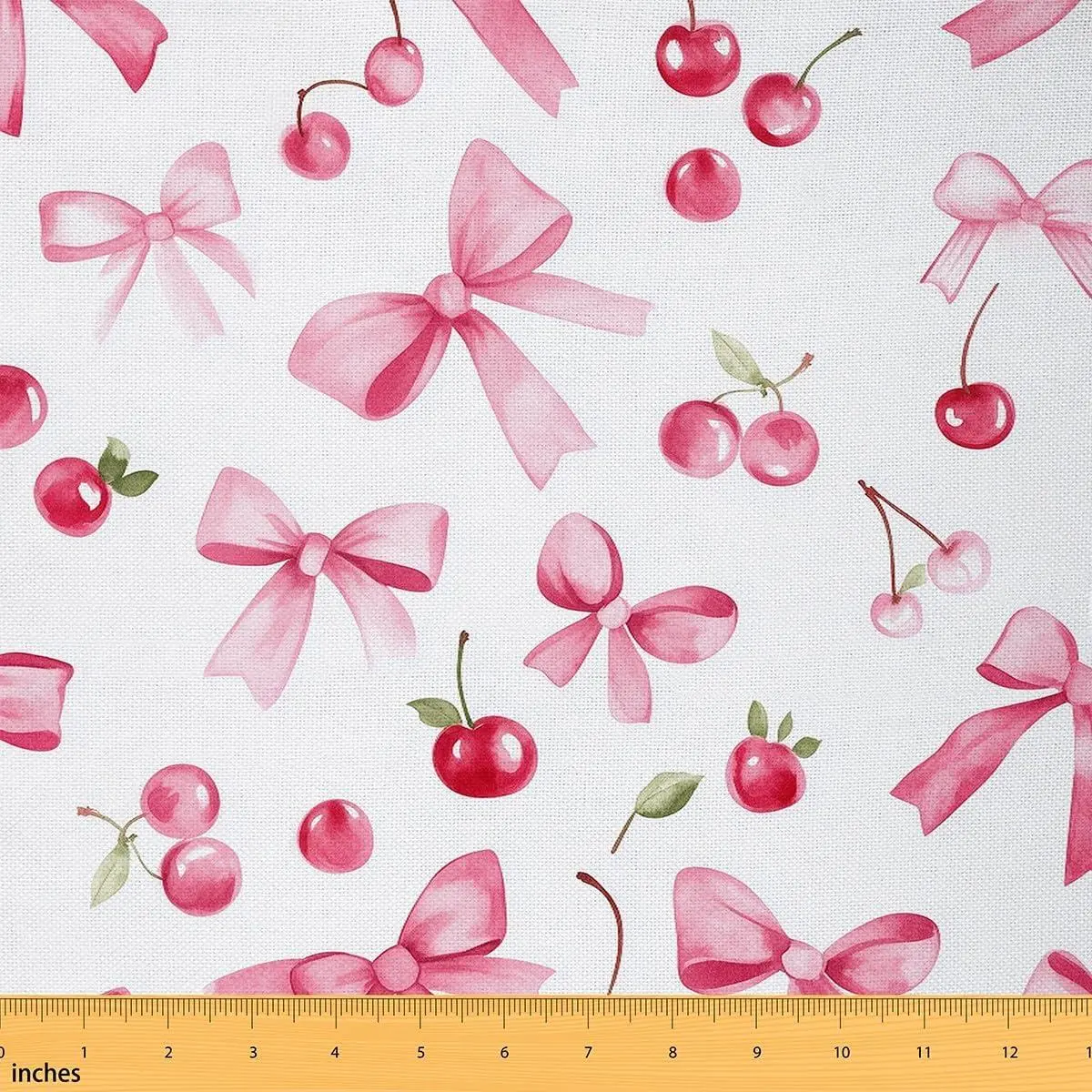 Watercolor Bowknot Fabric by The Yard Lovely Pink Red Cherry Fruits Fabric Sewing Lovers Princess Style Knot Decor Fabric DIY Soft Polyester No Stretch