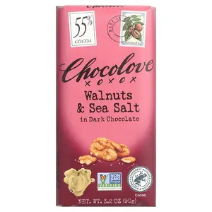 Chocolove Walnuts & Sea Salt in Dark Chocolate, 55% Cocoa, 3.2 oz (90 g)