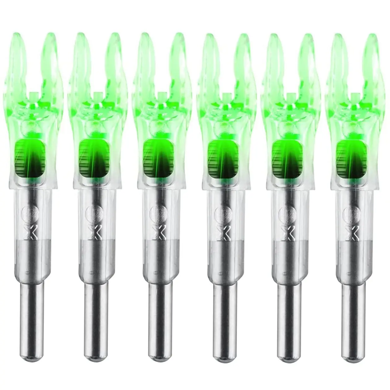 High-Visibility Mixed-Color LED Lighted Nocks for Arrows and Crossbows, Durable Multi-Size Archery Kit Fits .204-.246 & .285-.305 Shafts with Bushings for Hunting and Target Practice