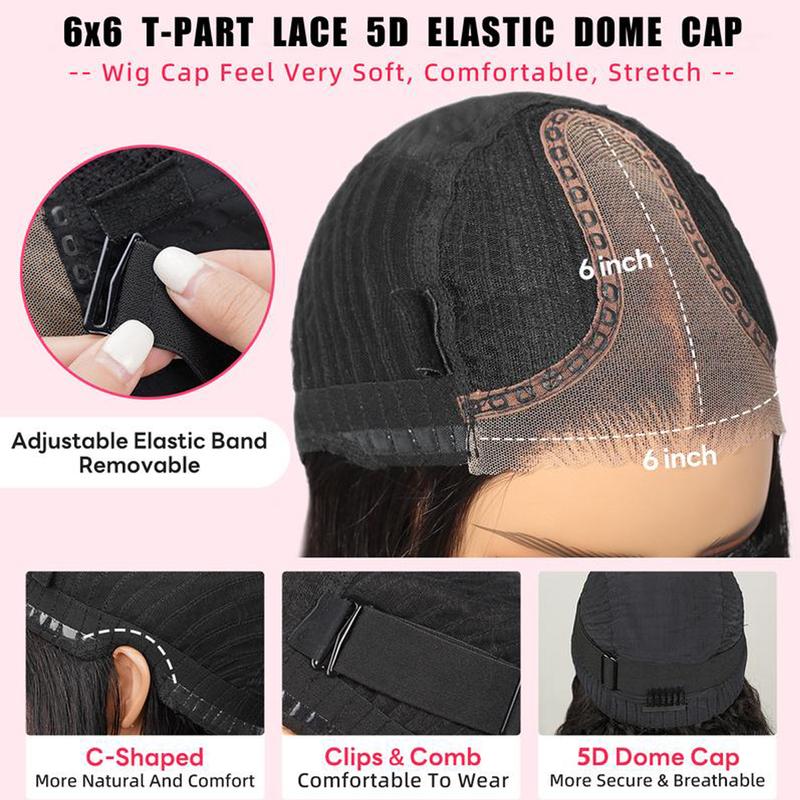 【Blend】TESLAL Wear It Go Glueless Wig Pre Cut HD Lace 6X6X1 Lace Wig 180% Density Straight Hair Pre-Plucked Wig Adjustable Straps Soft And Affordable