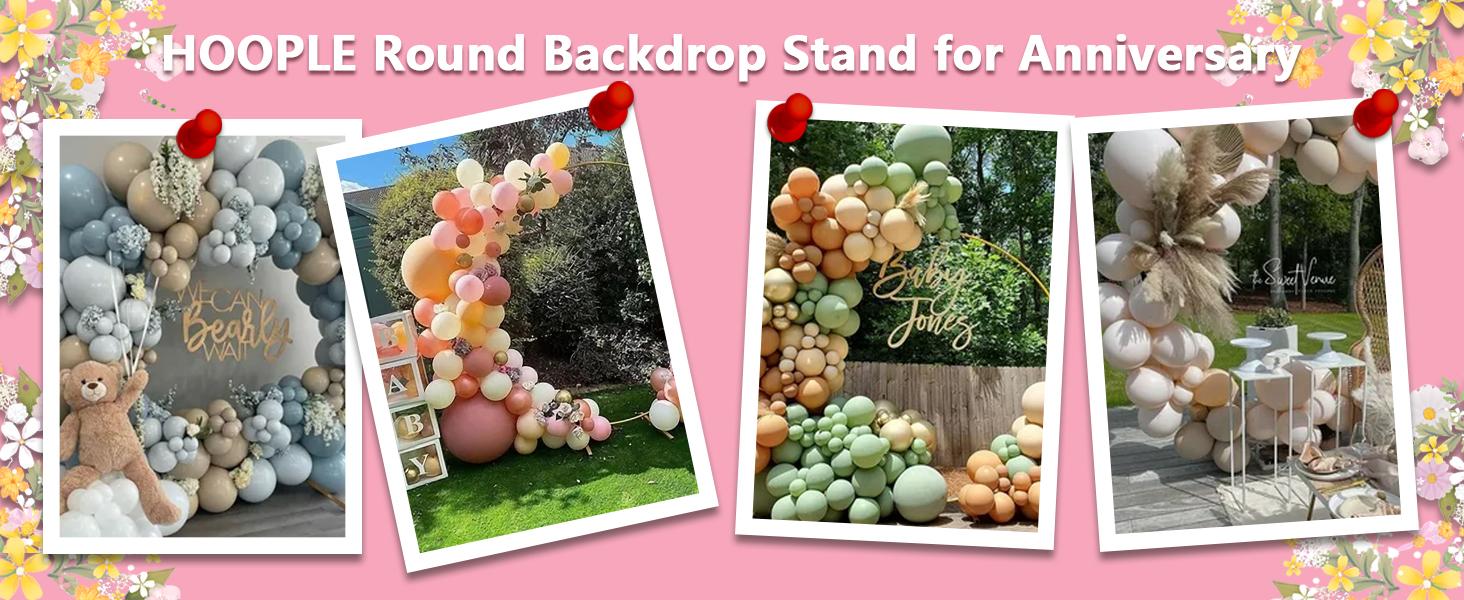 Round Backdrop Stand Metal Balloon Arch Stand 6.6ft / 7.2ft  Wedding Arch Garden Arbors Background for Wedding Baby Shower Birthday