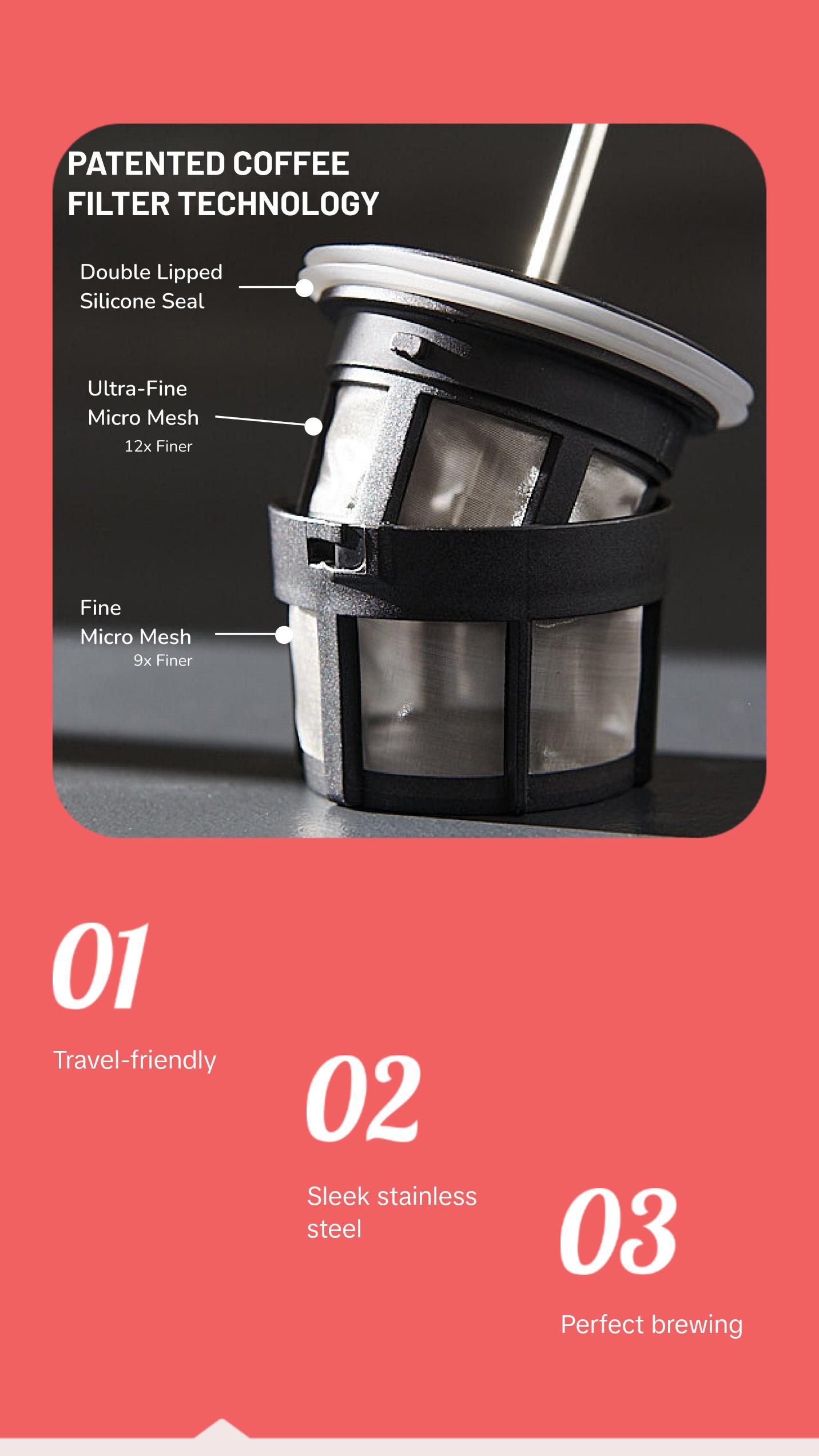 Espro P1 Travel Coffee Press - Compact French Press for Daily Commute & Travel - Portable & Stylish Design