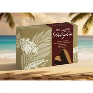 Big Island Delights Chocolate Dipped Macadamia Shortbread - Hand-Crafted 10oz Gift Box