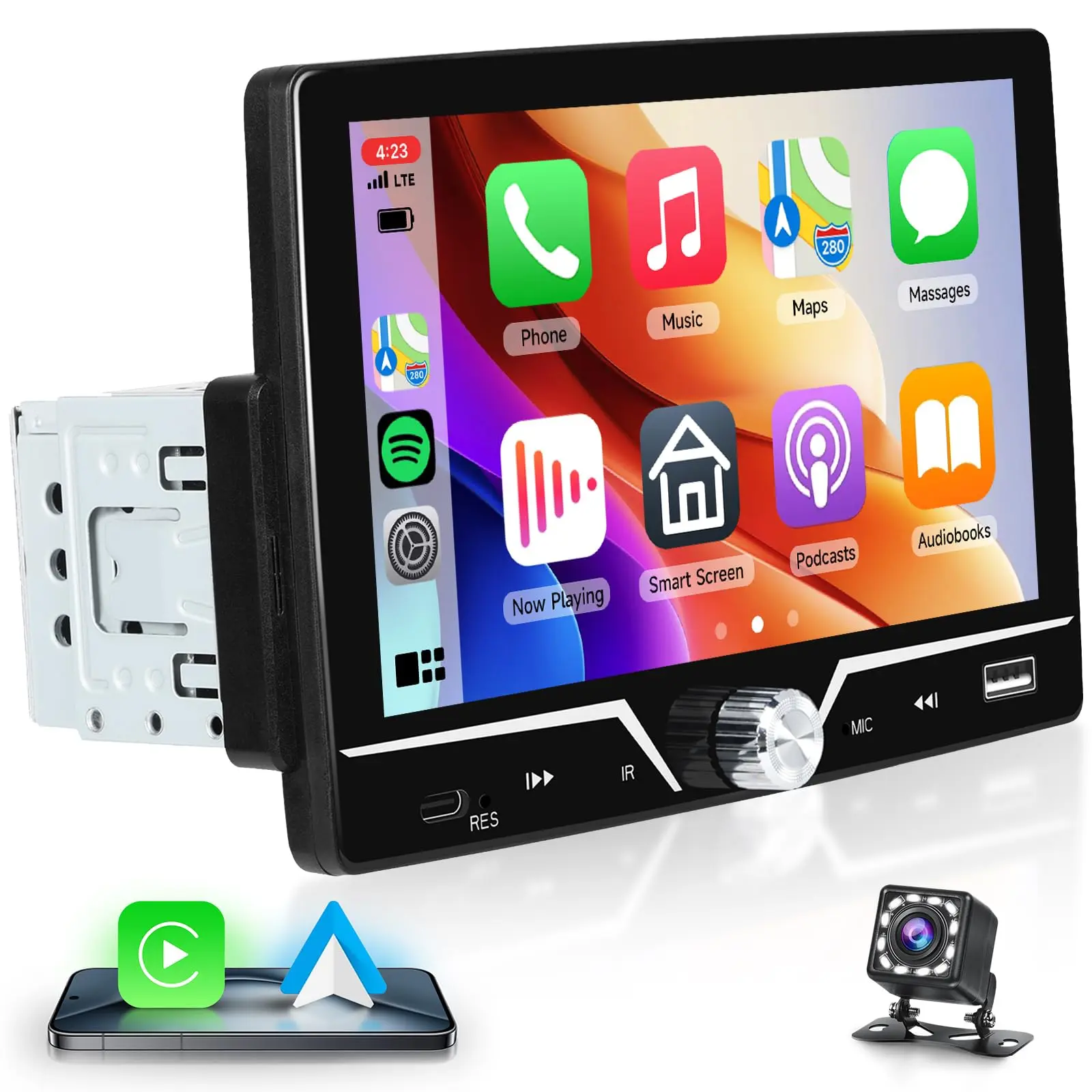 Driauto 7-in Single Din HD Touch Screen Car Audio Head Unit, Auto Accessories, Wired CarPlay, Car Gadgets with Android Auto, Bluetooth, Mirror Link, FM Radio, Backup Camera, EQ, USB/Type-C, SWC, Voice Assist (Father's Day Gift), Car Accessories, Accessori