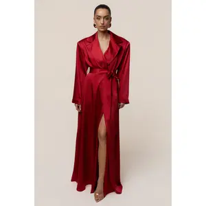 Burgundy Satin Embrace Maxi Dress
