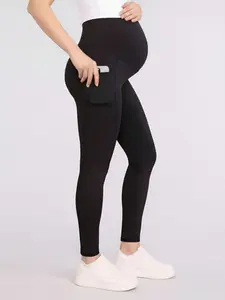 Women's Over the Belly Side Pocket Active Maternity Leggings - Motherhood Maternity