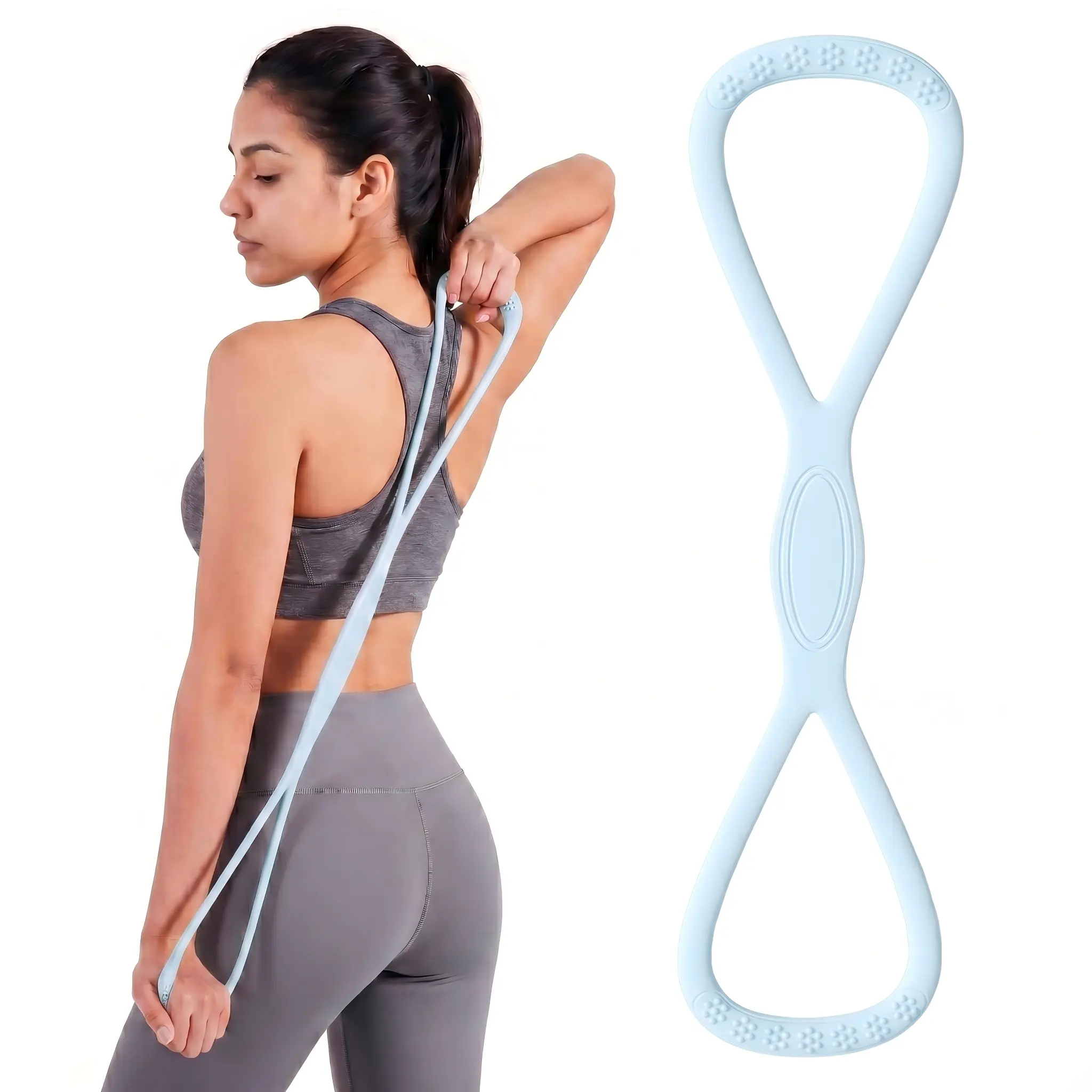Figure 8 Resistance & Exercise Band (35LBS) - Yoga Stretching Band - Premium TPE Arm Toning Equipment for Yoga, Pilates and Upper Body Workouts