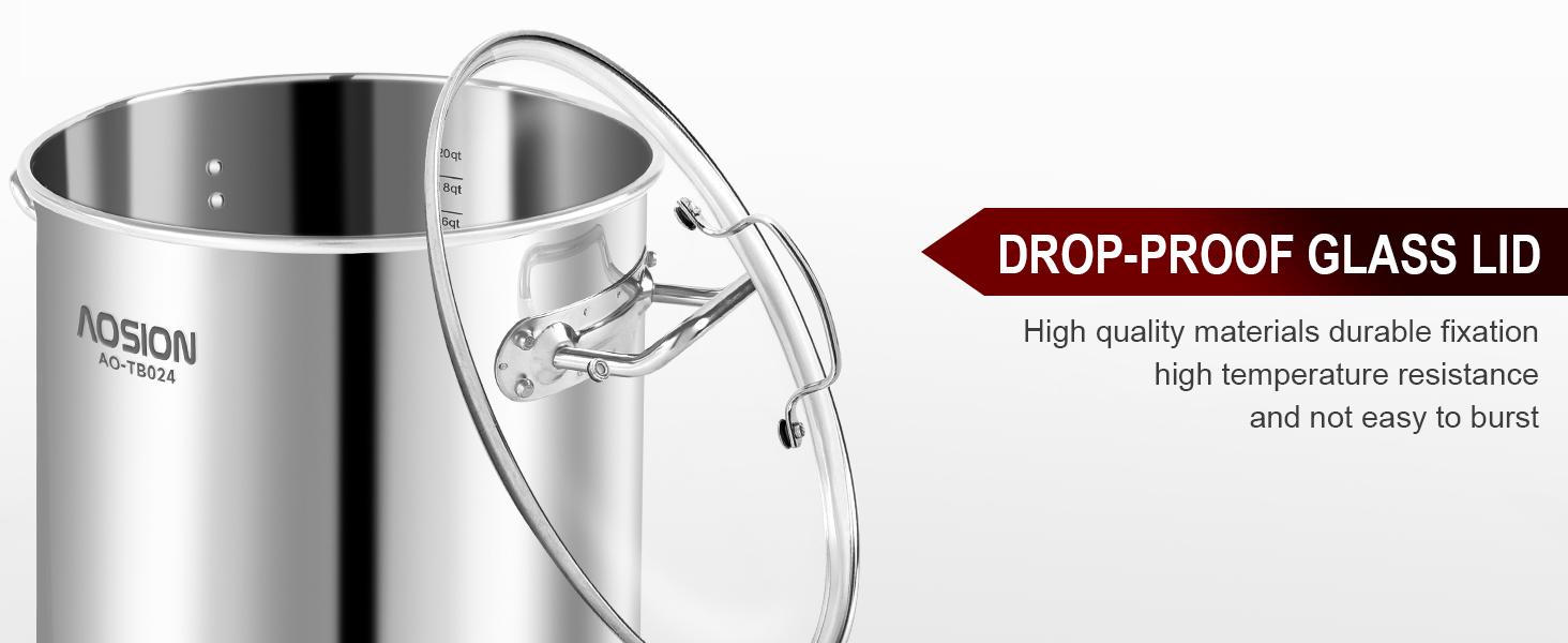 24 Quart Stainless Steel Stock Pot With Lid, 3-IN-1 Heavy Duty Tamale Steamer Pot with Visible Lid for Pasta, Soup,Large Pot for Cooking with Steam Rack,Dishwasher & Oven Safe Cookware Glass