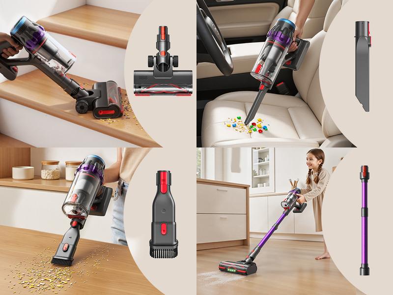 [Home Essential] Cordless Stick Vacuum Cleaner with 55Kpa Suction, Anti - Tangle Brush and Upgraded Green Light, Ideal for Home Cleaning