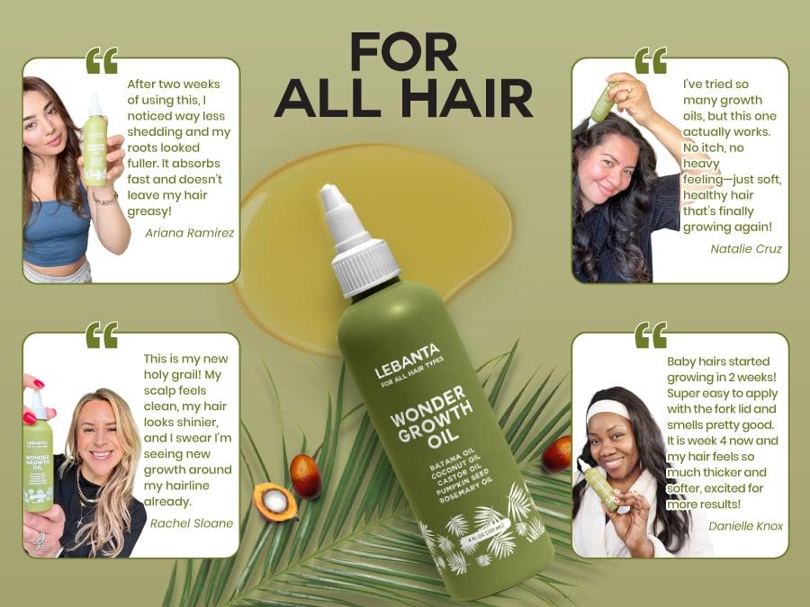 LeBanta Wonder Growth Oil - 100% Pure Batana Oil Blend with Castor Pumpkin Seed Coconut & Rosemary for Thicker Stronger Hair Care Supplement 4oz