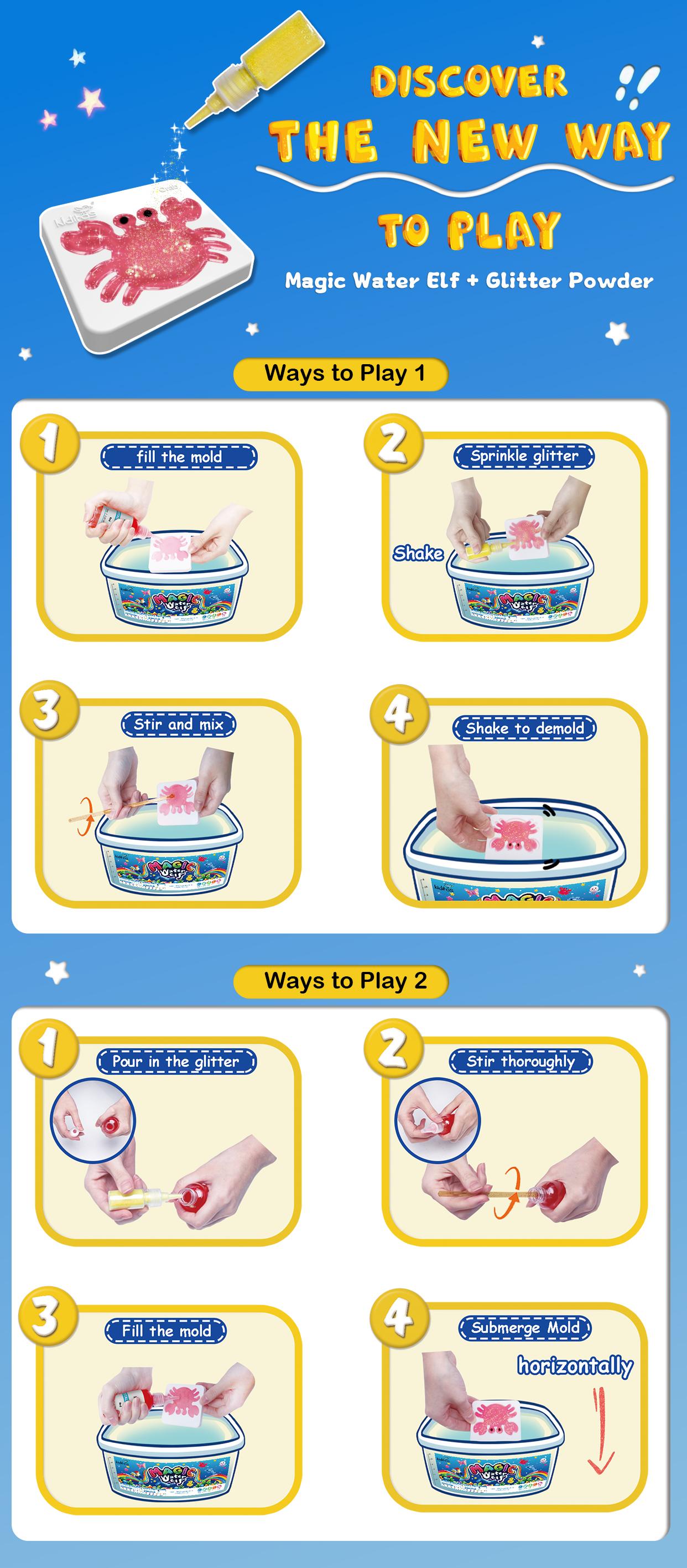 Kiditos  Magic Water Elf Toy Kit with Magic Gels, Molds - Imaginative Play, Christmas Gifts, Birthday Gifts, Party Favors, and Family-Friendly DIY STEM Projects