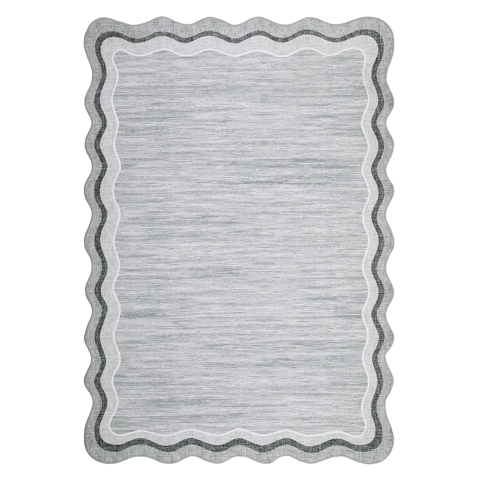 Garvee Washable Scalloped Area Rug - Modern Solid Low-Pile, Non-Slip Backing, Soft Spot-Resistant Indoor Carpet for Living Room Bedroom Dining Room Nursery Home Office - Multiple Sizes
