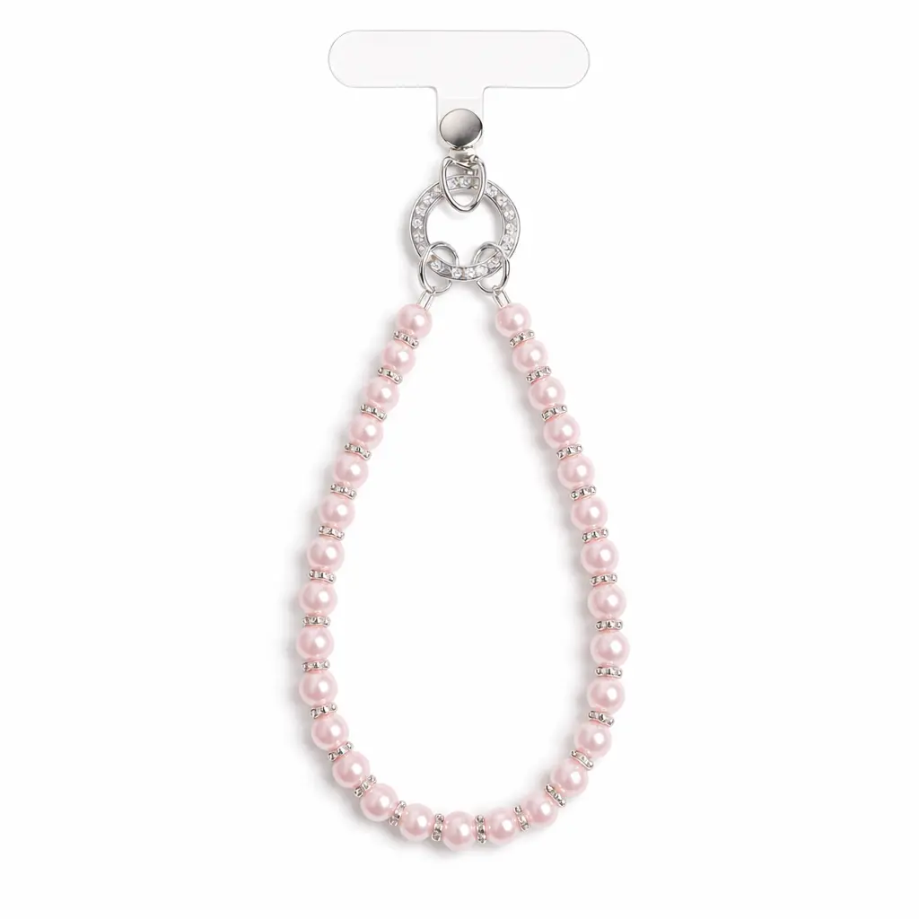 Fashion Pearl & Diamond Smartphone Lanyard Wrist Strap - Detachable Anti-Lost Metal Clasp, Beaded Charm Phone Accessory, Compatible with iPhone & Galaxy Cellphones, Phone Charms & Accessories