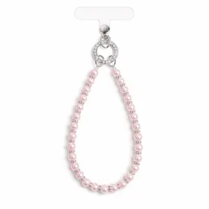 Fashion Pearl & Diamond Phone Lanyard Wrist Strap, Detachable Anti-Lost Metal Clasp Beaded Charm Compatible with iPhone and Galaxy for Women