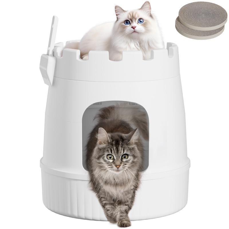 Lifewit Cat Litter Box with Faux Plant or Castle Design, Hidden Enclosure Tray with Scoop, Odor Control & Carbon Filter, Covered Cat Toilet for Living Room, Bedroom, Corner