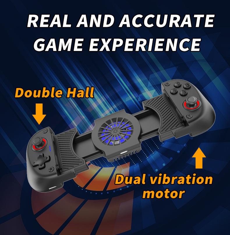 Mobile Phone Gaming Controller Wireless Bluetooth-Compatible Telescopic Gamepad with Cooling Fan for Switch/Android/PC