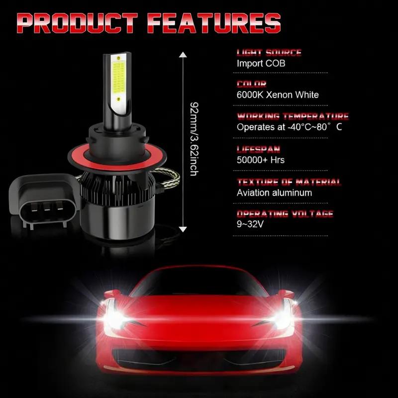 Ultra Bright 4PCS LED Headlight Bulbs Kit 120000LM 6000K Cool White,9005+H11/9005+9006/H11+H11 Multi-Fit Socket,High Low Beam,10X Visibility,Aluminum Body,Battery-Free,Plug N Play,IP68 Waterproof,Car Headlamp Upgrade