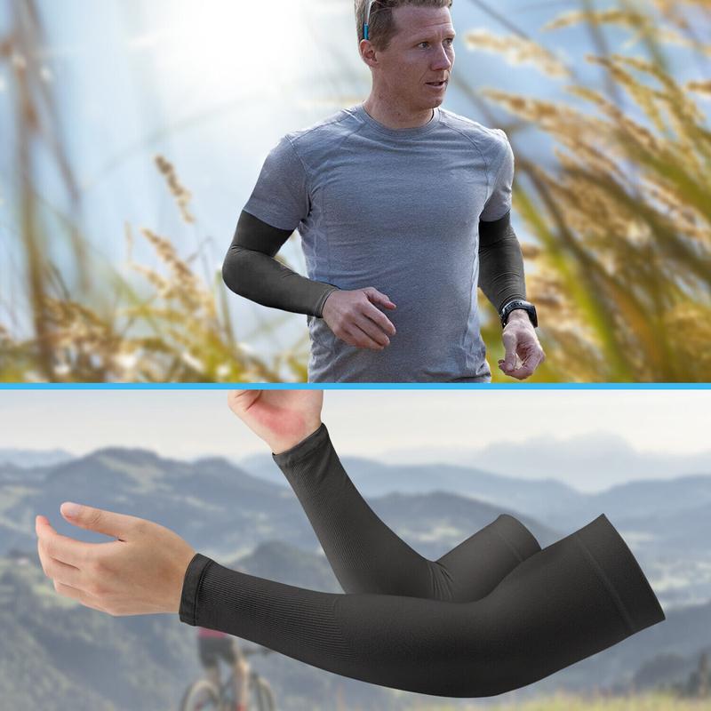 5 Pairs Arm Sleeves for Men Women, Sun Sleeves UV Protection, Cooling Arm Sleeves Cover Compression Sleeves For Working Basketball Golf Sports, Black