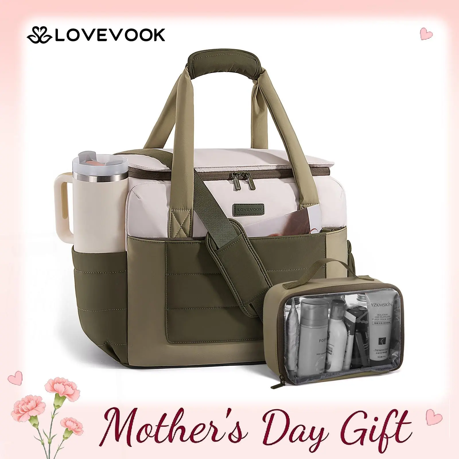 LOVEVOOK Small Gym Bag for Women & Men with Wet Pocket,26L Cute Waterproof Womens Gym Bag Travel Duffel Bags Workout Bag,Convertible Carry on Bag Overnight Bags Personal Item Travel Bag