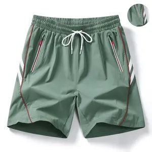 Men's Sporty Contrast Stitch Shorts - Functional Active Bottoms with Reflective Zip Pockets & Drawstring