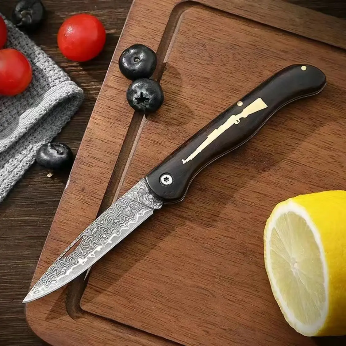 JoyRaining Hand-Forged Damascus Steel Pocket Knife, Vintage Slip Joint Folder with Wooden Handle, Collectible Birthday Gift Idea for Dad and Husbands, Gift Ideas, Collectibles, Fathers, Adults, Birthdays, Real Life, Knives, Blade