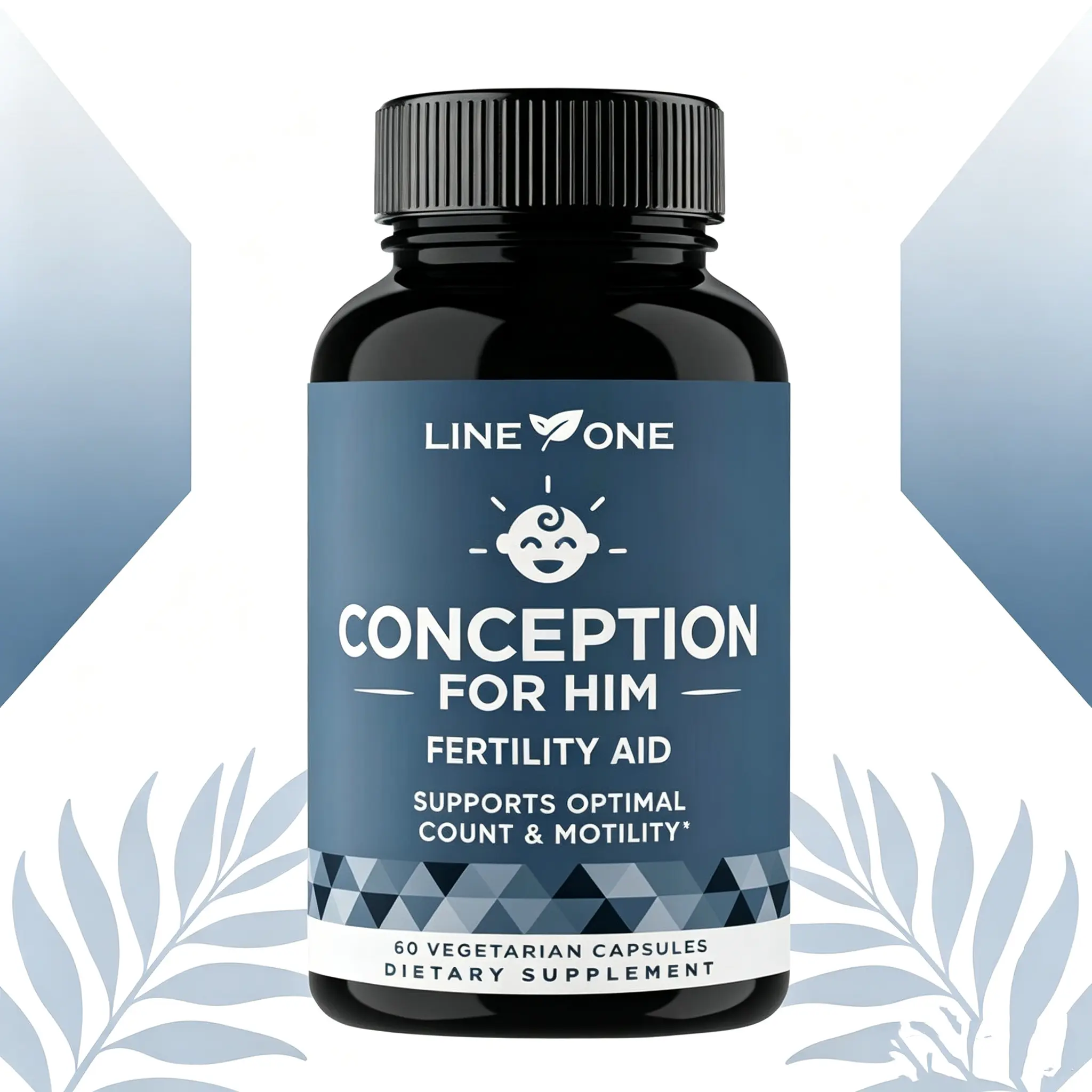 LINE 1 Conception For Him Male Fertility Vitamin Dietary Supplement - Natural Healthcare Formula with Ashwagandha, Folic Acid, Magnesium, Zinc - Boosts Sperm Count, Motility - 60 Daily Capsules, Prop 65 Safe, No Excessive Fillers, Boosts Fertility