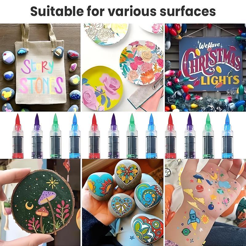 Art Automatic Ink Control Acrylic Paint Markers,36Colors Brush Tip Acrylic Paint Pens for Rock Painting, Ceramic, Wood, Canvas, Glass, Stone, Fabric, Card Making, DIY & Art Supplies modelpaintingmarkers,Pastel,Storage Box(Not edible)