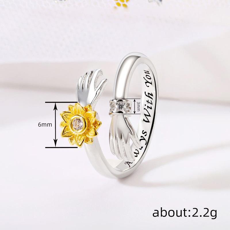 Worry Ring Hand-Hug Sunflower Spinner Ring "Always With You" & "You Are My Sunshine" Inspirational Jewelry for Women Girlfriend Daughter Stress Relief Fidget Ring Gift Worry Ring Hand-Hug Sunflower Spinner Ring "Always With You" & "You Are My Sunshine" Inspirational Jewelry for Women Girlfriend Daughter Stress Relief Fidget Ring Gift
