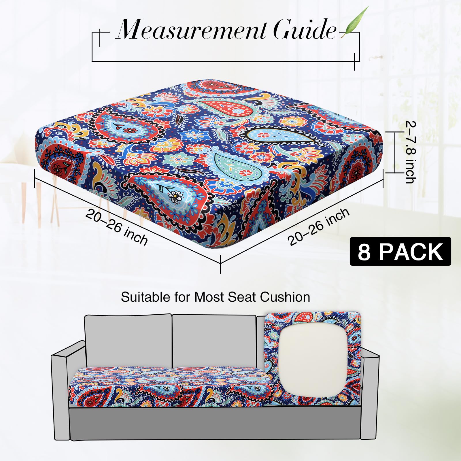 Easter Waterproof Patio Cushion Covers for Outdoor Patio Furniture & Indoor Sofa Cushions, 12/8/4Pcs, Elastic Pet-Friendly Sofa Cover Sofa Slipcover Couch Covers Anti-Slip Sofa Protector Sofa Seat Cover Replacement Sets for Spring Summer Patio Decor