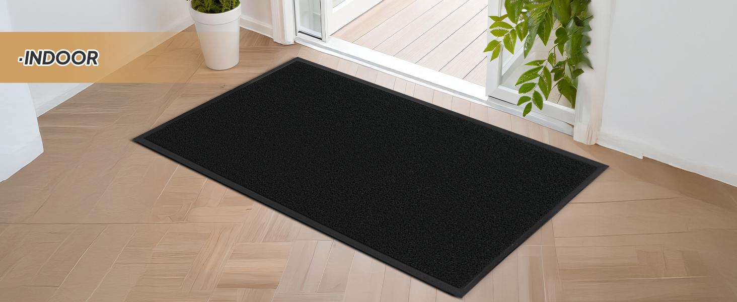 ROVSUN Front Door Mat Indoor Outdoor Entrance, Waterproof Heavy Duty Doormat, Stain and Fade Resistant, Low Profile, Easy Clean Welcome Floor Mats for Commercial Entry Patio Porch