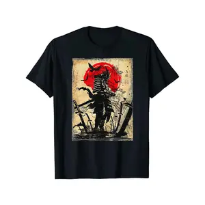 Men's Cartoon Warrior Print T-shirt Casual Stretch Round Neck Short Sleeve Top for Spring Summer Fashion Streetwear