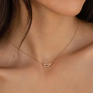 Pendant Necklace for Women Dainty Simple Paperclip Choker Necklaces Cute Minimalist Open Oval Necklaces Jewelry For Valentine's Day gifts
